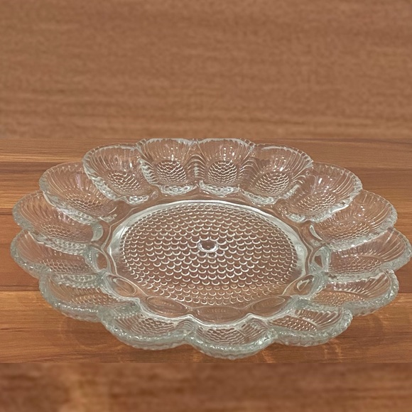 Vintage Indiana Carnival Glass Clear Deviled Egg Platter Serving Tray - Picture 5 of 11